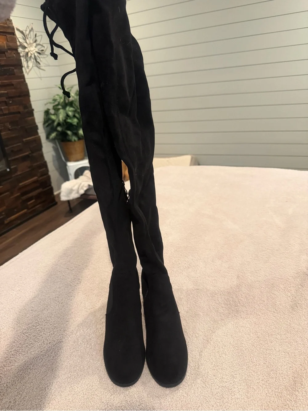 Women's Black Over-the-Knee Block Heel Boots